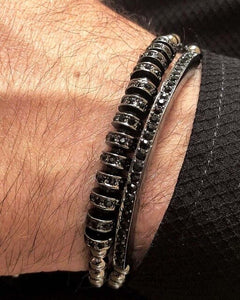 2Pcs/set Couple Bracelet Sets For Men Fashion 8mm Black Matte Lapis Stone Bead Bracelets Sets 2019 Love Bangle Jewelary Gifts