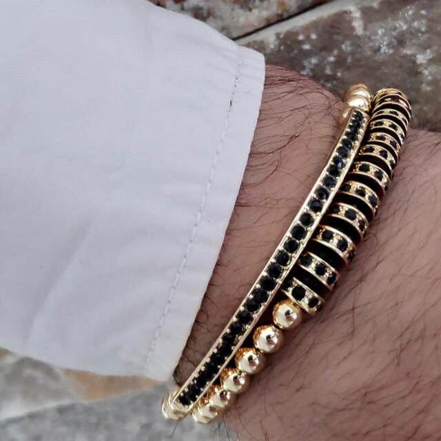 2Pcs/set Couple Bracelet Sets For Men Fashion 8mm Black Matte Lapis Stone Bead Bracelets Sets 2019 Love Bangle Jewelary Gifts