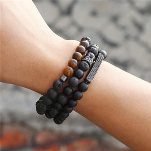 2Pcs/set Couple Bracelet Sets For Men Fashion 8mm Black Matte Lapis Stone Bead Bracelets Sets 2019 Love Bangle Jewelary Gifts