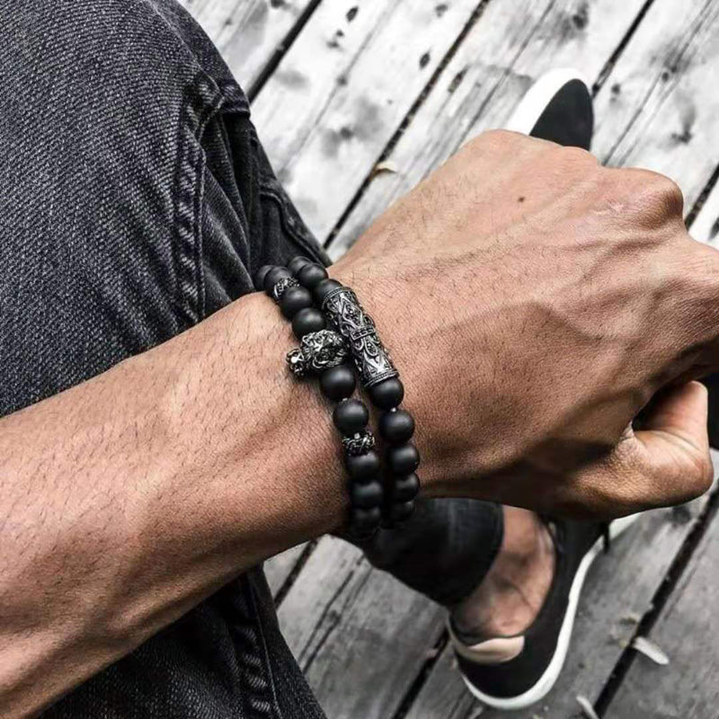 Black Onyx Stone Beads Lion Bracelet Handmade Friends Bracelets For Women Charm Jewellery Pulseras Mujer Moda 2019 Dropshipping