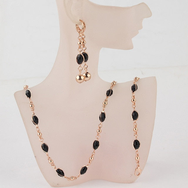 Fashion Crystal African Beads Jewelry Sets Gold Color Wedding Bridal Jewelry Sets Women Necklace Earrings Bracelets Jewellery