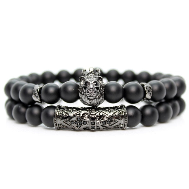 Black Onyx Stone Beads Lion Bracelet Handmade Friends Bracelets For Women Charm Jewellery Pulseras Mujer Moda 2019 Dropshipping