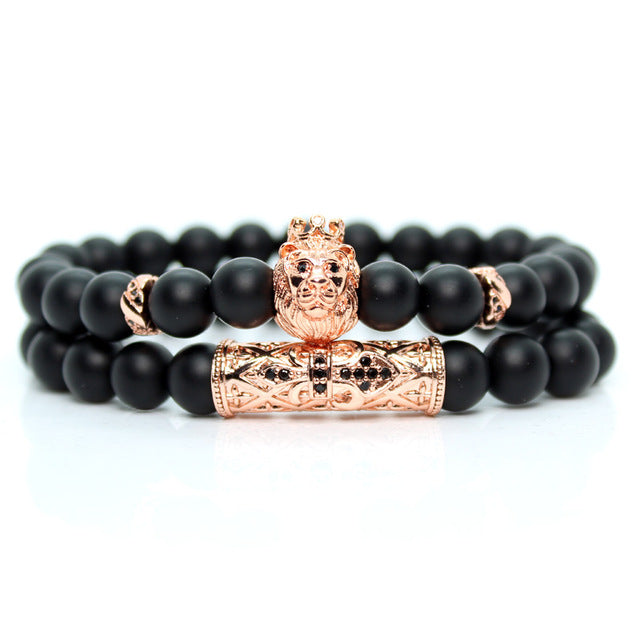 Black Onyx Stone Beads Lion Bracelet Handmade Friends Bracelets For Women Charm Jewellery Pulseras Mujer Moda 2019 Dropshipping