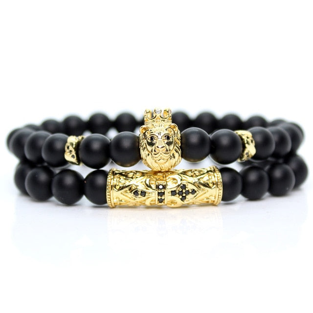Black Onyx Stone Beads Lion Bracelet Handmade Friends Bracelets For Women Charm Jewellery Pulseras Mujer Moda 2019 Dropshipping