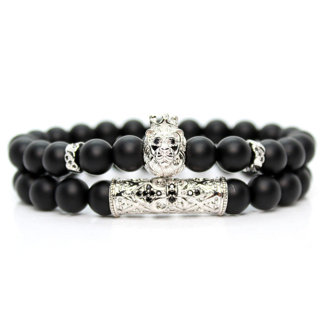 Black Onyx Stone Beads Lion Bracelet Handmade Friends Bracelets For Women Charm Jewellery Pulseras Mujer Moda 2019 Dropshipping