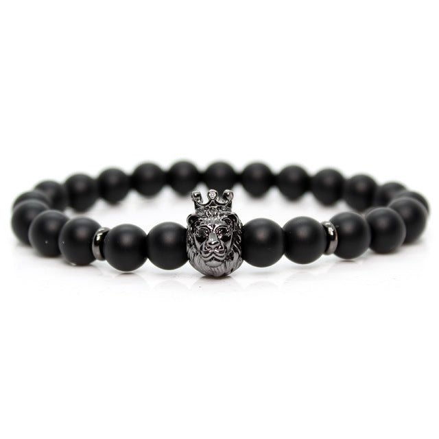 Black Onyx Stone Beads Lion Bracelet Handmade Friends Bracelets For Women Charm Jewellery Pulseras Mujer Moda 2019 Dropshipping