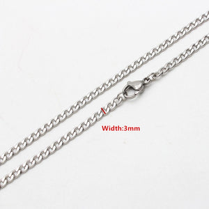 50cm 60cm 70cm Figaro Link Chain Jewelry Classic Curb Necklace 3-6MM Stainless Steel Silver Color Chain for Men Women