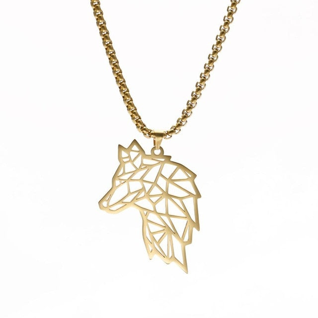 My Shape Wolf Animal Necklace 316L Stainless Steel Forest Animals Men Necklace Hollow Cut Out Pendant Jewelry Gift For Women