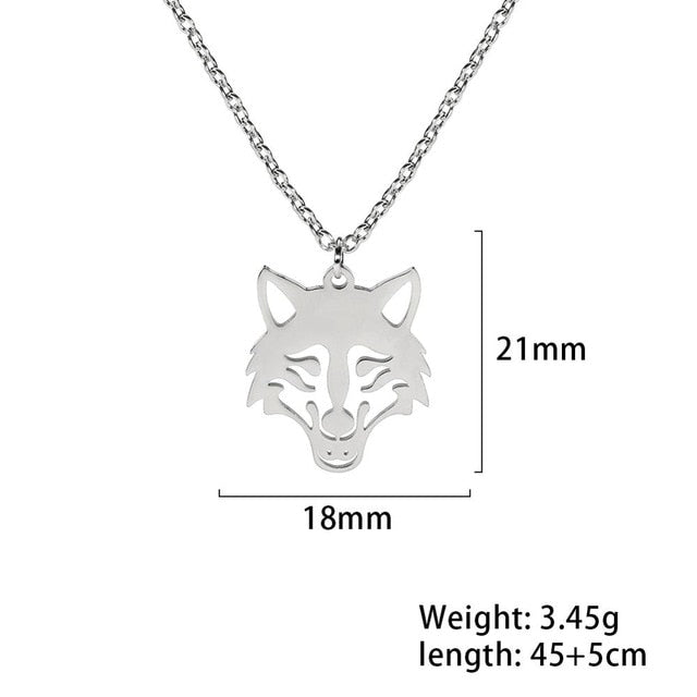 My Shape Wolf Animal Necklace 316L Stainless Steel Forest Animals Men Necklace Hollow Cut Out Pendant Jewelry Gift For Women