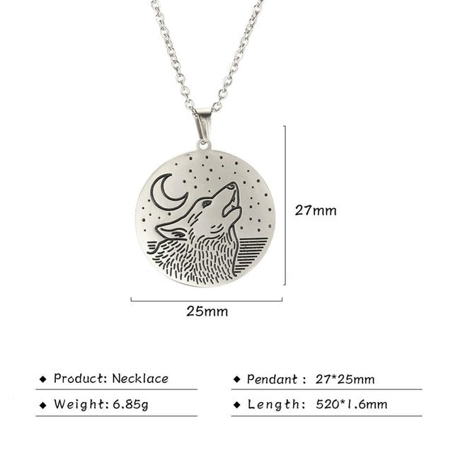 My Shape Wolf Animal Necklace 316L Stainless Steel Forest Animals Men Necklace Hollow Cut Out Pendant Jewelry Gift For Women