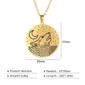 My Shape Wolf Animal Necklace 316L Stainless Steel Forest Animals Men Necklace Hollow Cut Out Pendant Jewelry Gift For Women