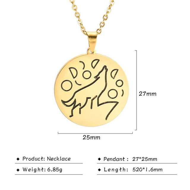 My Shape Wolf Animal Necklace 316L Stainless Steel Forest Animals Men Necklace Hollow Cut Out Pendant Jewelry Gift For Women