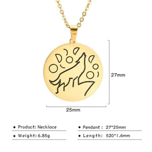 My Shape Wolf Animal Necklace 316L Stainless Steel Forest Animals Men Necklace Hollow Cut Out Pendant Jewelry Gift For Women