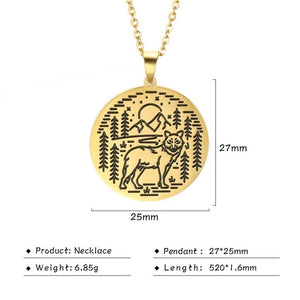 My Shape Wolf Animal Necklace 316L Stainless Steel Forest Animals Men Necklace Hollow Cut Out Pendant Jewelry Gift For Women