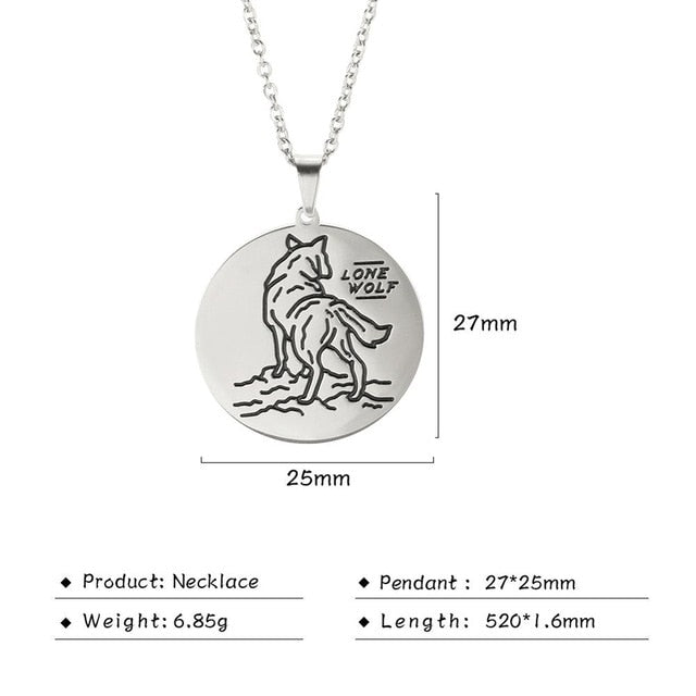 My Shape Wolf Animal Necklace 316L Stainless Steel Forest Animals Men Necklace Hollow Cut Out Pendant Jewelry Gift For Women