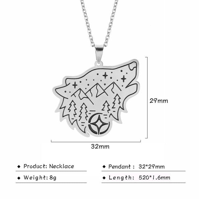 My Shape Wolf Animal Necklace 316L Stainless Steel Forest Animals Men Necklace Hollow Cut Out Pendant Jewelry Gift For Women