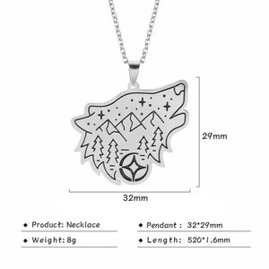 My Shape Wolf Animal Necklace 316L Stainless Steel Forest Animals Men Necklace Hollow Cut Out Pendant Jewelry Gift For Women
