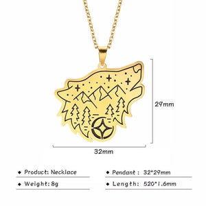My Shape Wolf Animal Necklace 316L Stainless Steel Forest Animals Men Necklace Hollow Cut Out Pendant Jewelry Gift For Women
