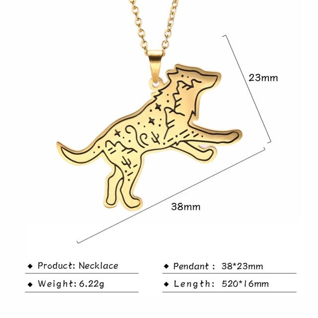 My Shape Wolf Animal Necklace 316L Stainless Steel Forest Animals Men Necklace Hollow Cut Out Pendant Jewelry Gift For Women