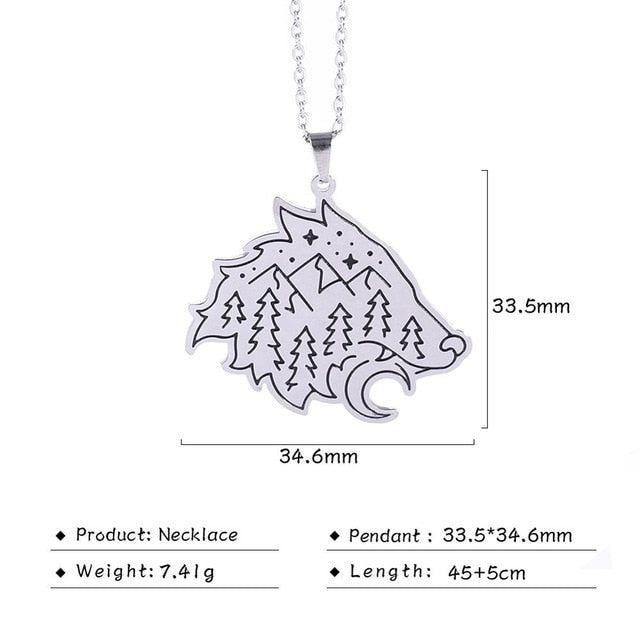 My Shape Wolf Animal Necklace 316L Stainless Steel Forest Animals Men Necklace Hollow Cut Out Pendant Jewelry Gift For Women