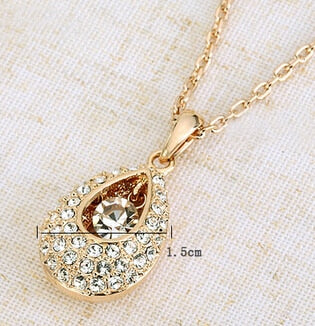 Kuziduocai New Fashion Jewelry 4 Colors Dazzling Crystal Angel Teardrop Drop Charms Chokers Necklaces & Pendants For Women N-94
