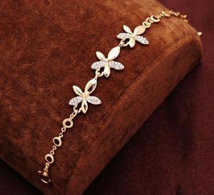 Free shipping Chain Bracelet Gold Color Women Love Heart Link Bracelet Crystal  Bracelets Bangles Valentine's Day Gift