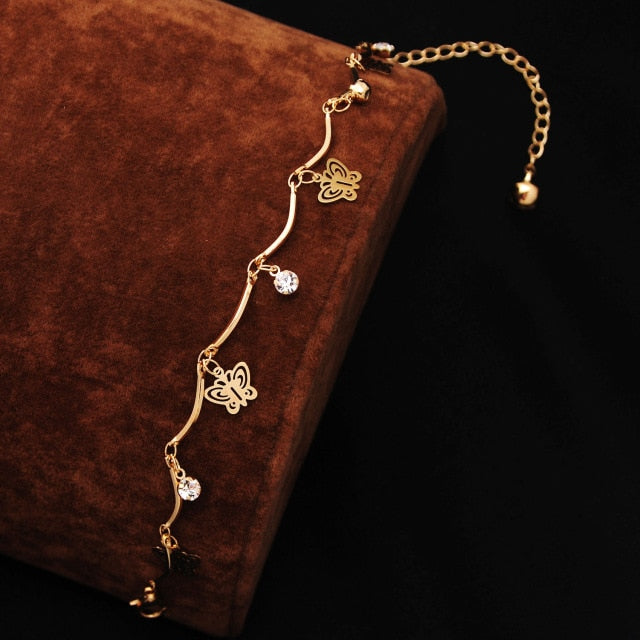 Free shipping Chain Bracelet Gold Color Women Love Heart Link Bracelet Crystal  Bracelets Bangles Valentine's Day Gift
