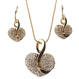Romantic Love Heart Jewelry Sets for Women Fashion Crystal Necklace Earrings African Beads Jewelry Sets Wedding Party Jewellery