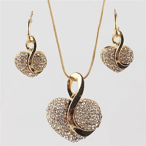 Romantic Love Heart Jewelry Sets for Women Fashion Crystal Necklace Earrings African Beads Jewelry Sets Wedding Party Jewellery