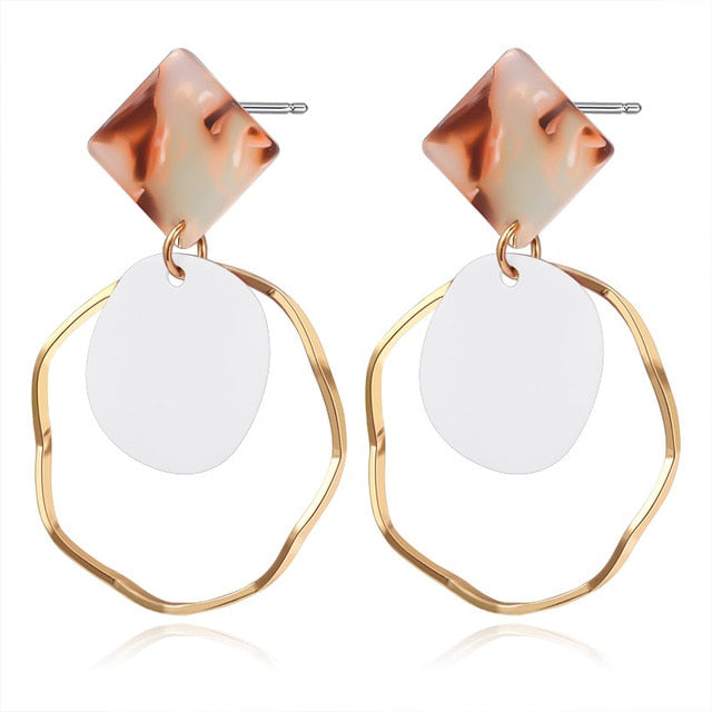 X&P New Korean Heart Statement Drop Earrings 2020 for Women Fashion Vintage Geometric Acrylic Dangle Hanging Earring Jewelry