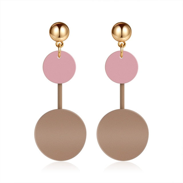 X&P New Korean Heart Statement Drop Earrings 2020 for Women Fashion Vintage Geometric Acrylic Dangle Hanging Earring Jewelry