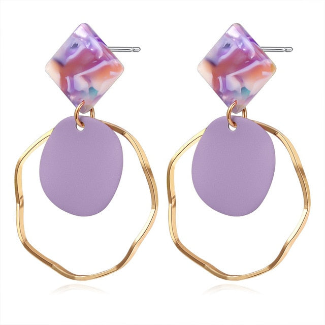 X&P New Korean Heart Statement Drop Earrings 2020 for Women Fashion Vintage Geometric Acrylic Dangle Hanging Earring Jewelry