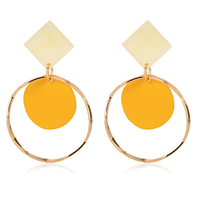 X&P New Korean Heart Statement Drop Earrings 2020 for Women Fashion Vintage Geometric Acrylic Dangle Hanging Earring Jewelry