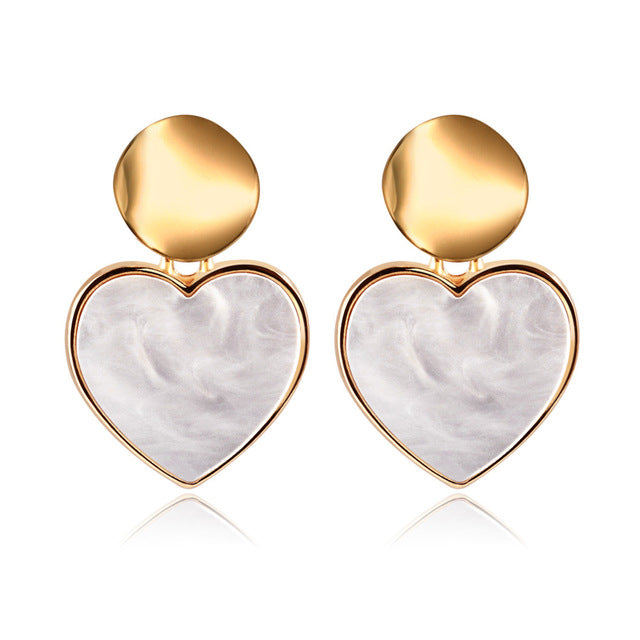 X&P New Korean Heart Statement Drop Earrings 2020 for Women Fashion Vintage Geometric Acrylic Dangle Hanging Earring Jewelry
