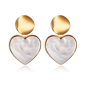 X&P New Korean Heart Statement Drop Earrings 2020 for Women Fashion Vintage Geometric Acrylic Dangle Hanging Earring Jewelry