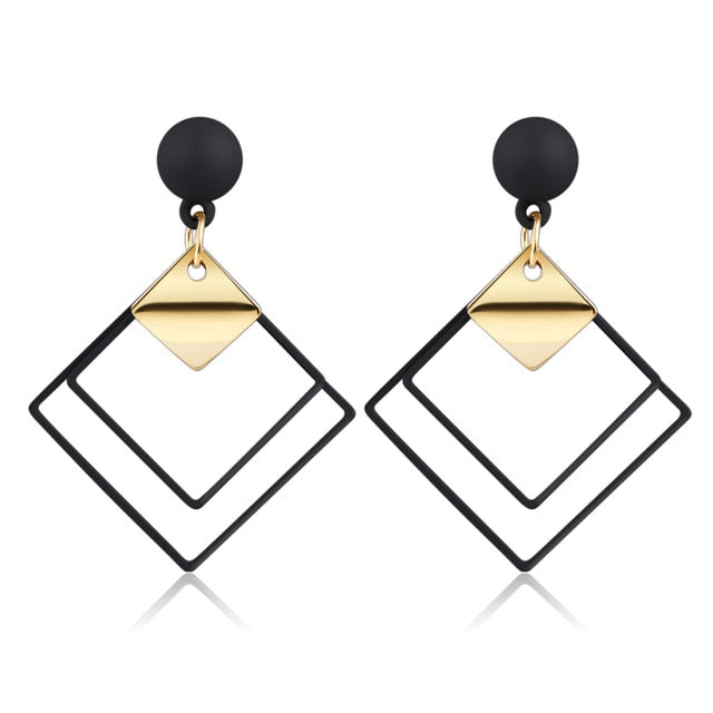 X&P New Korean Heart Statement Drop Earrings 2020 for Women Fashion Vintage Geometric Acrylic Dangle Hanging Earring Jewelry