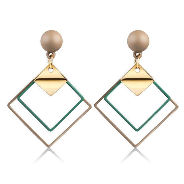 X&P New Korean Heart Statement Drop Earrings 2020 for Women Fashion Vintage Geometric Acrylic Dangle Hanging Earring Jewelry