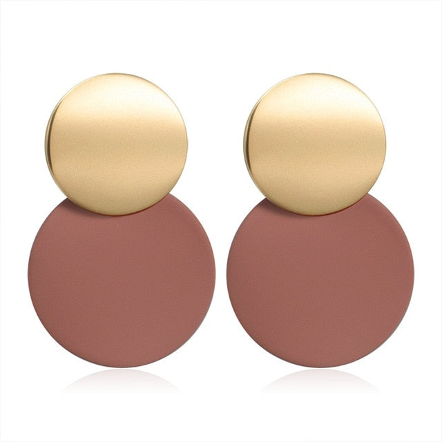 X&P New Korean Heart Statement Drop Earrings 2020 for Women Fashion Vintage Geometric Acrylic Dangle Hanging Earring Jewelry
