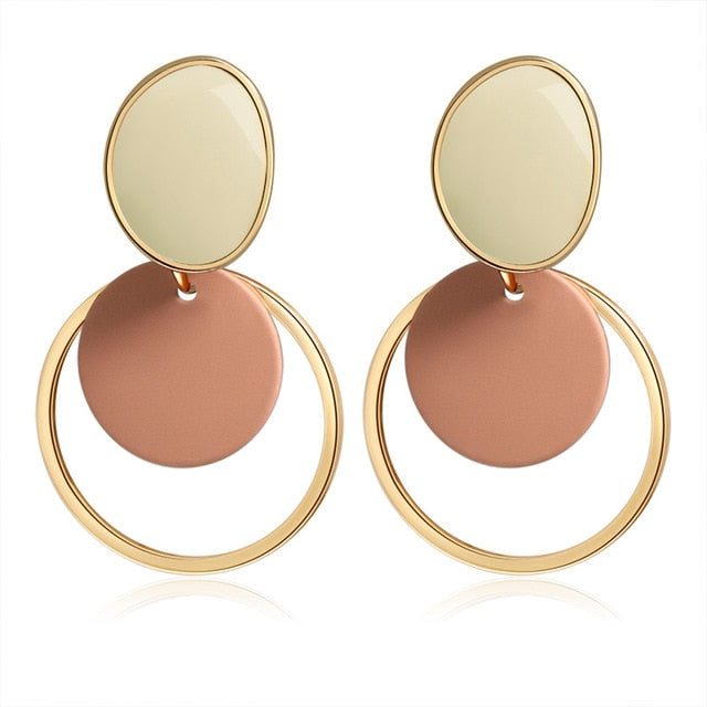 X&P New Korean Heart Statement Drop Earrings 2020 for Women Fashion Vintage Geometric Acrylic Dangle Hanging Earring Jewelry