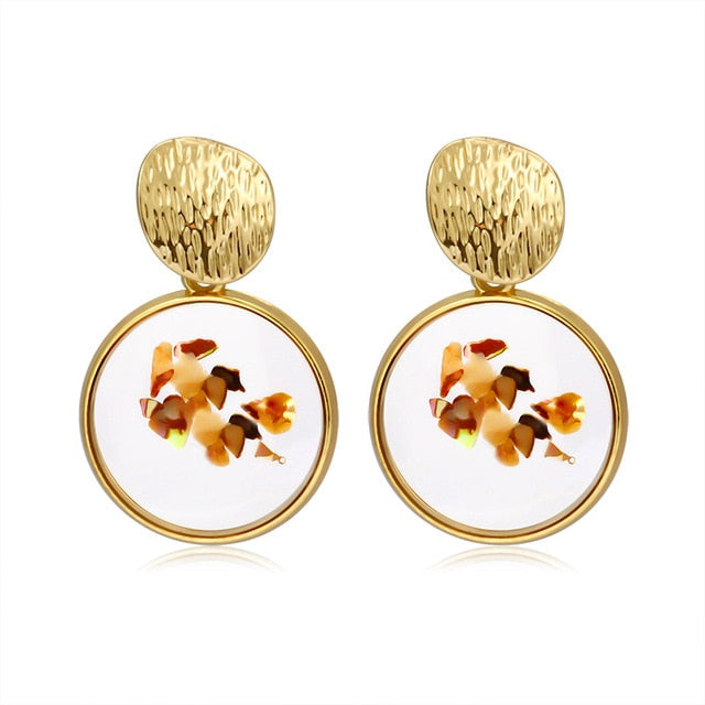 X&P New Korean Heart Statement Drop Earrings 2020 for Women Fashion Vintage Geometric Acrylic Dangle Hanging Earring Jewelry