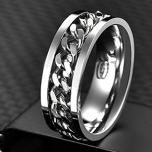 Letdiffery Cool Stainless Steel Rotatable Men Ring High Quality Spinner Chain Punk Women Jewelry for Party Gift