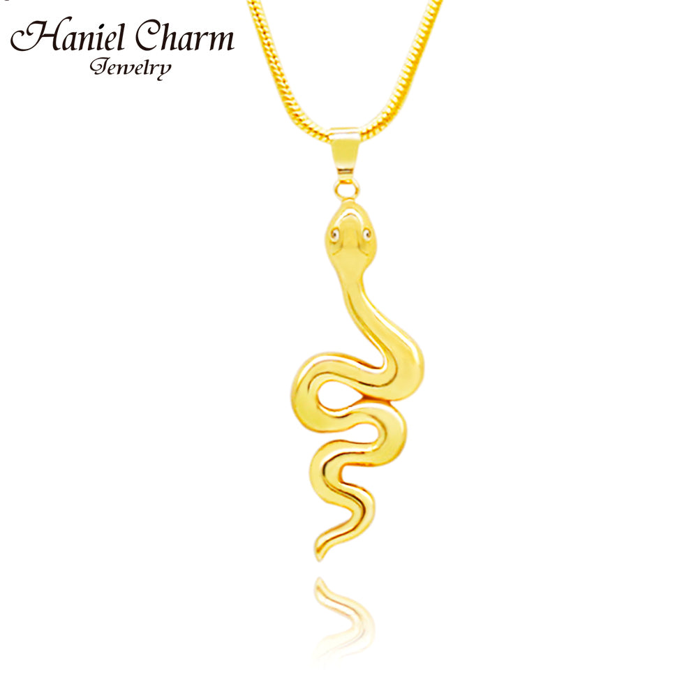 Haniel Fashion Cute Animal Snake Shape Design Gold Pendant Necklace  for Women Temperament Personality Snake Pendant Necklace