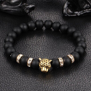 Brand Lion Head Bracelet Men Black Matte Volcano Lava Stone  Red Turquoises Beaded s For Women Jewelry
