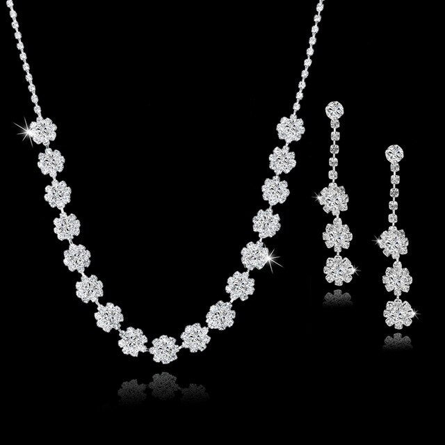 Szelam Femme Rhinestone Wedding Jewelry Sets Bridal Women Long Tassel Necklace Earrings Jewellery Set Accessories SET150067