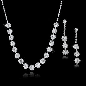 Szelam Femme Rhinestone Wedding Jewelry Sets Bridal Women Long Tassel Necklace Earrings Jewellery Set Accessories SET150067