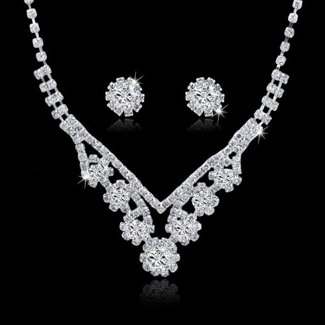 Szelam Femme Rhinestone Wedding Jewelry Sets Bridal Women Long Tassel Necklace Earrings Jewellery Set Accessories SET150067