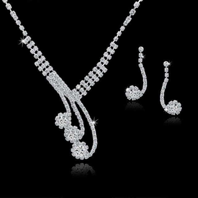 Szelam Femme Rhinestone Wedding Jewelry Sets Bridal Women Long Tassel Necklace Earrings Jewellery Set Accessories SET150067