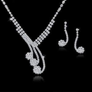 Szelam Femme Rhinestone Wedding Jewelry Sets Bridal Women Long Tassel Necklace Earrings Jewellery Set Accessories SET150067