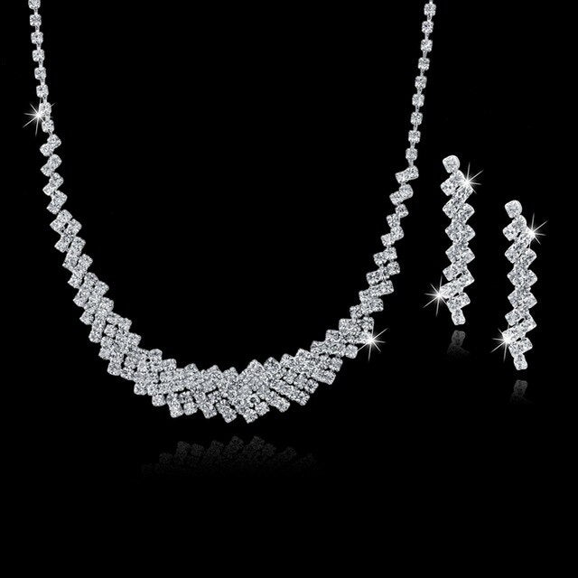 Szelam Femme Rhinestone Wedding Jewelry Sets Bridal Women Long Tassel Necklace Earrings Jewellery Set Accessories SET150067