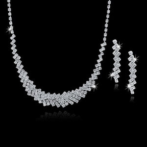 Szelam Femme Rhinestone Wedding Jewelry Sets Bridal Women Long Tassel Necklace Earrings Jewellery Set Accessories SET150067